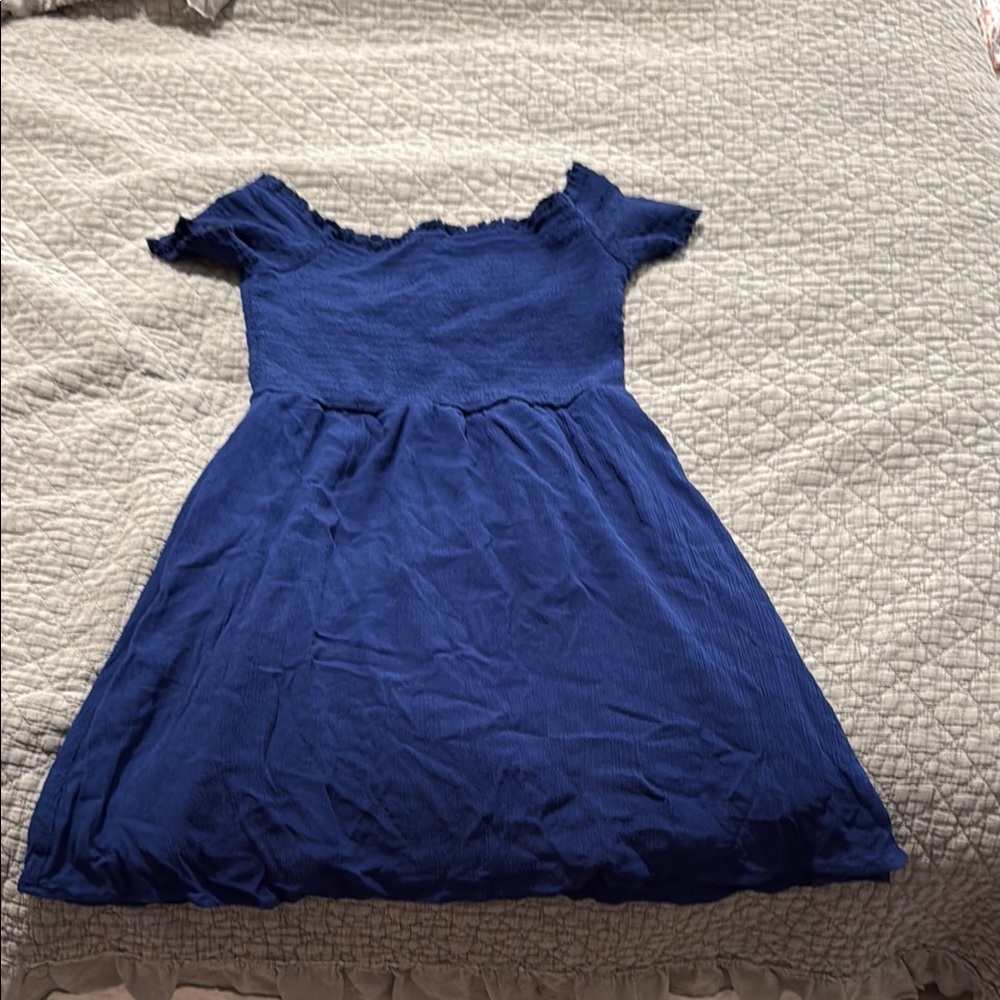 Blue Rain Off-the-Shoulder Flutter Sleeve Sundress